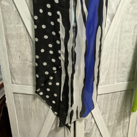 Chicos Blue and Black Stripe and White Polka Dot Scarf - Picture 3 of 5